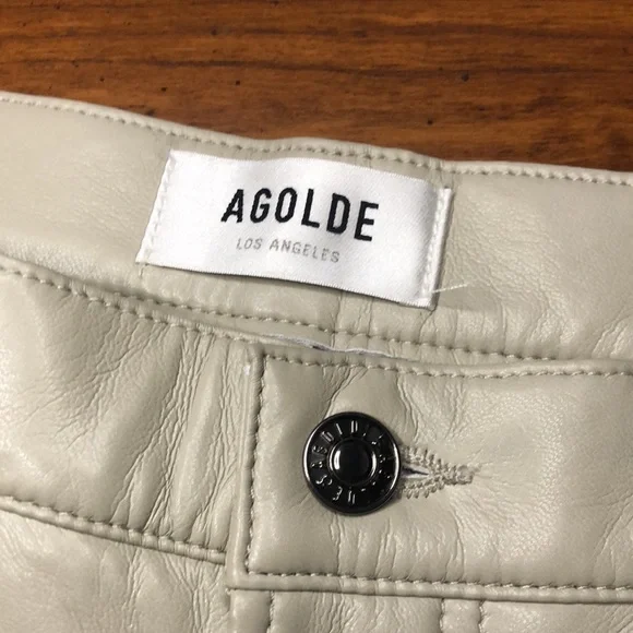 Free People AGOLDE Women's Size 10 Toast Color Recycled Leather Bland Shorts - Picture 8 of 14